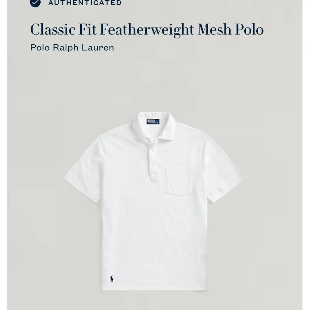 Polo Ralph Lauren Featherweight Mesh Polo Shirt Mens XL White Solid Short Sleeve